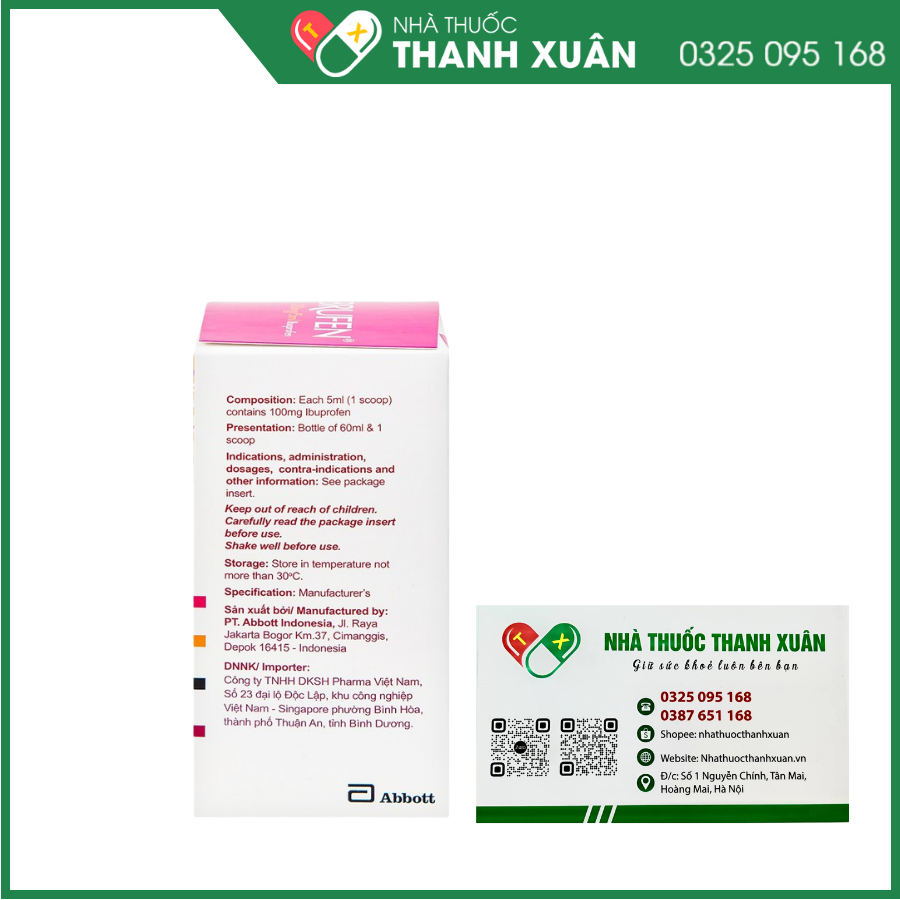 Brufen 100mg/5ml hạ sốt ở trẻ em, giảm đau